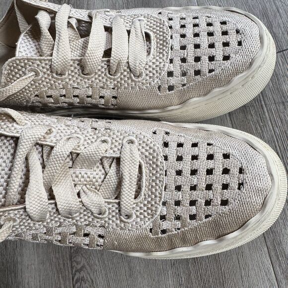 Vince Camuto Jamminna Sneakers Women's Size 6M Summer Knit Golden Platform Bone - Picture 3 of 8